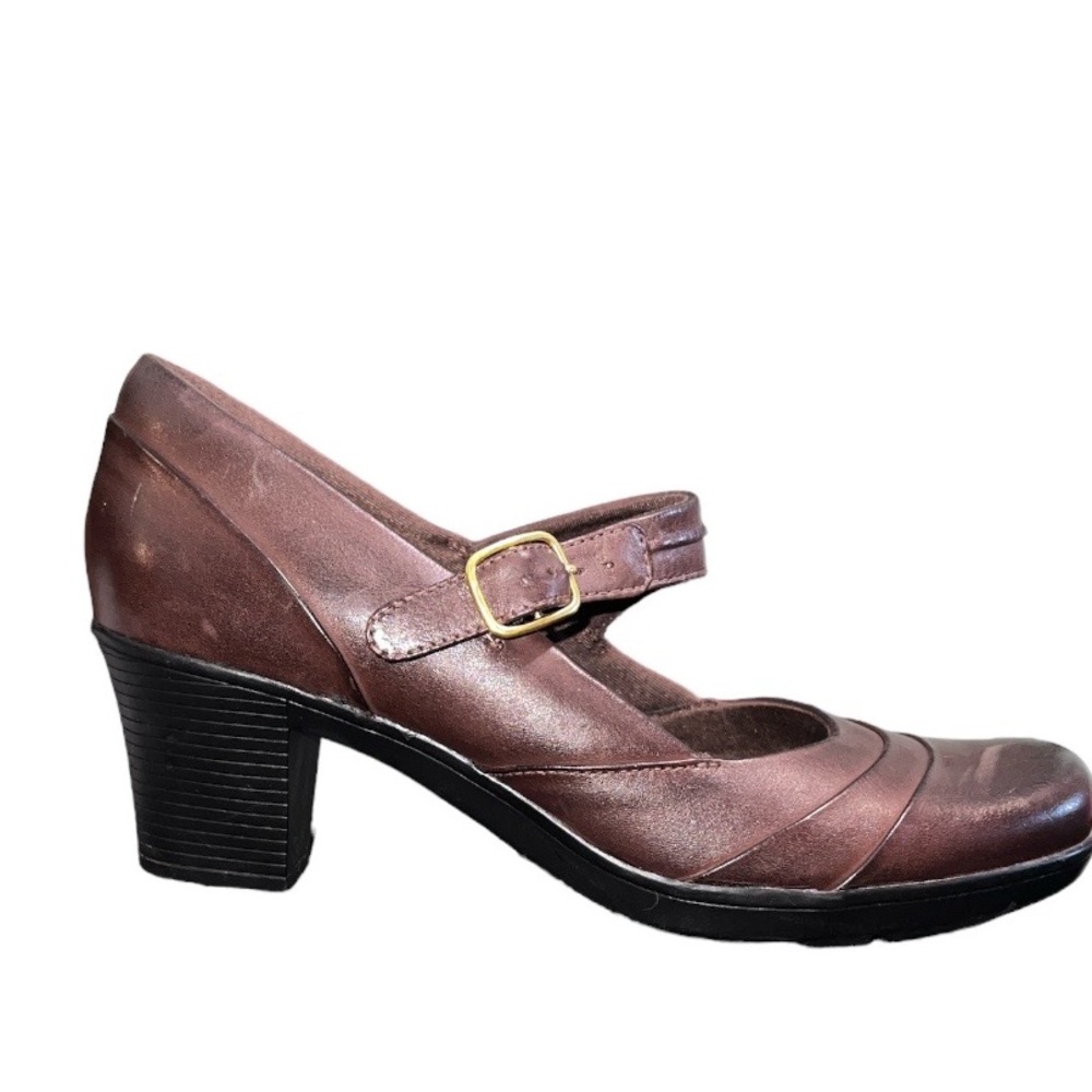 Clarks Bendables Artisan Scheme Day Mary Jane Leather Pump Brown Sz: 11M - Picture 15 of 15